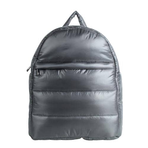 Grey Nylon Backpack Bag With Quilting & Padded Double Straps (1)