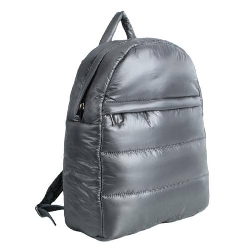 Grey Nylon Backpack Bag With Quilting & Padded Double Straps (2)