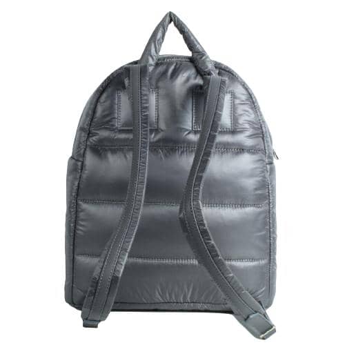 Grey Nylon Backpack Bag With Quilting & Padded Double Straps (3)