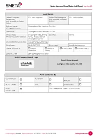 Sedex Factory Ethical Trade Aueport Of Yilan Bag By Intertek Summary