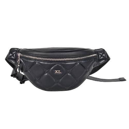 Black Soft Pu Fanny Pack With Diamond Quilting In Front Panel And 1 Zipper Pocket(1)