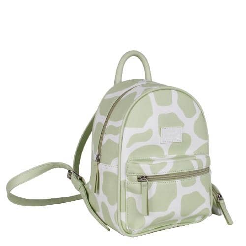 Light Green Digital Print Pu Backpack With 2 Zipper Pockets & Detachable Mini Bag (2)