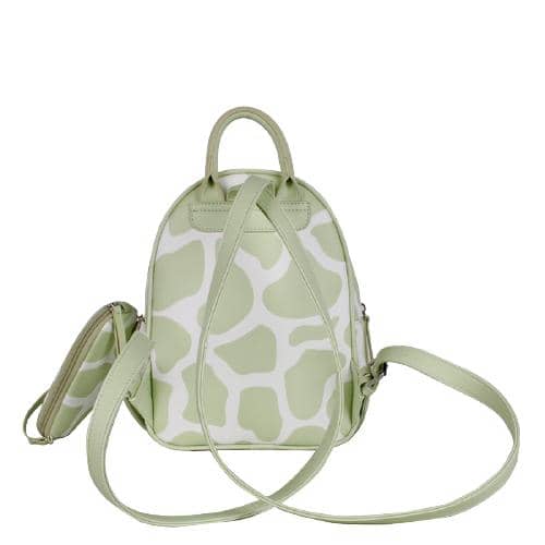Light Green Digital Print Pu Backpack With 2 Zipper Pockets & Detachable Mini Bag (3)