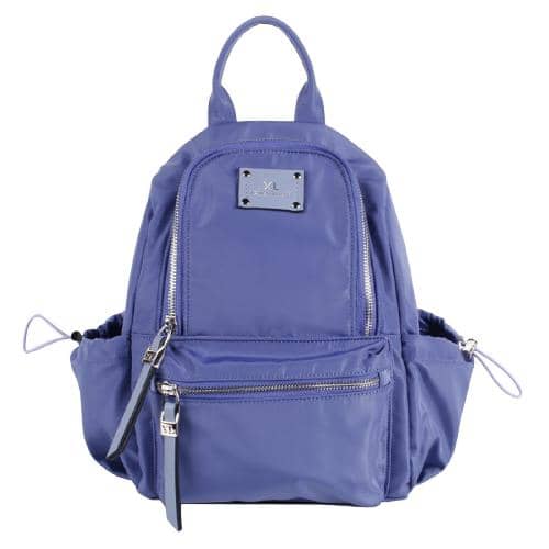Purple Nylon Backpack With 2 Zipper Pockets And 2 Drawstring Pockets In Sides (1)