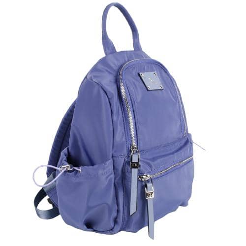 Purple Nylon Backpack With 2 Zipper Pockets And 2 Drawstring Pockets In Sides (2)