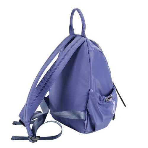 Purple Nylon Backpack With 2 Zipper Pockets And 2 Drawstring Pockets In Sides (3)