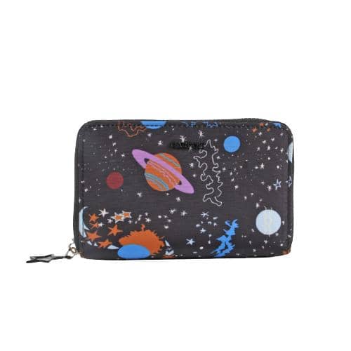 Black Nylon Coin Purse With Moon Star Mars Prints, Star Metal Puller (1)