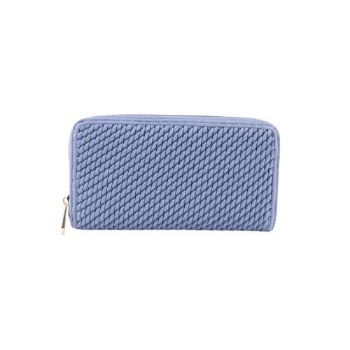 Blue Pu Wallet With Extrusion Texture & Single Metal Zipper(1)