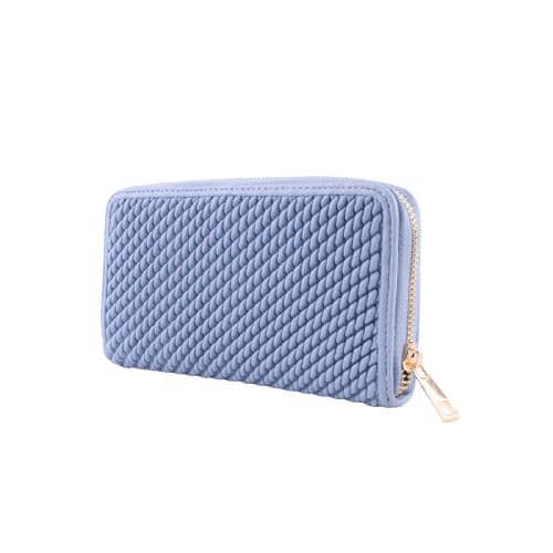 Blue Pu Wallet With Extrusion Texture & Single Metal Zipper(2)