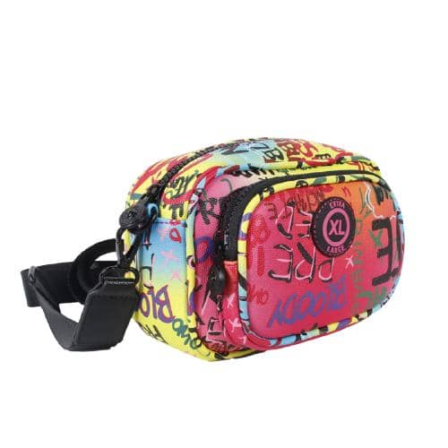 Colorful Digital Print Pu Graffiti Crossbody With Piping In Front And Back Panel With 2 Zipper Pockets And Webbing Strap (2)