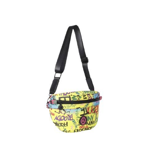 Colorful Digital Print Pu Graffiti Fanny Pack With 2 Black Plastic Zipper Pockets And 1 Rubber Icon In Front Panel(1)