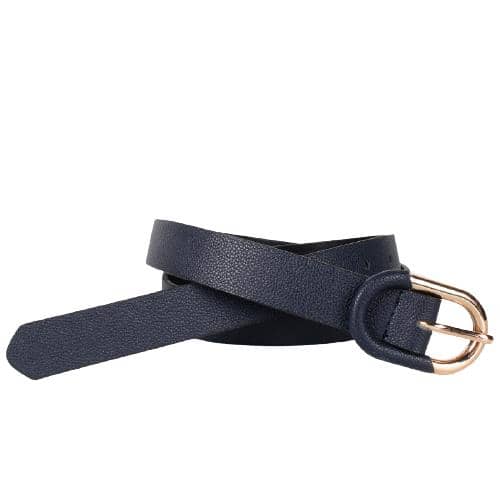 Dark Blue Pu Belt With Oval Metal Pin Buckle With Pu Covering (1)