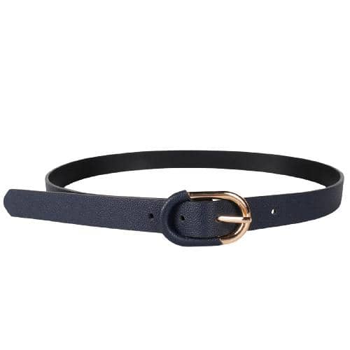 Dark Blue Pu Belt With Oval Metal Pin Buckle With Pu Covering (2)