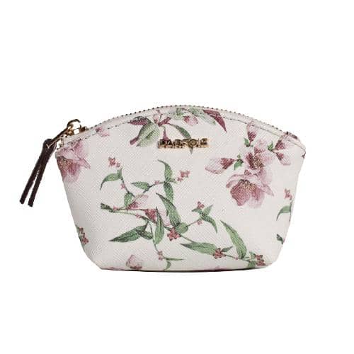 Flower Printed Coin Purse In Dumpling Shape With Metal Zipper & Pu Puller (1)
