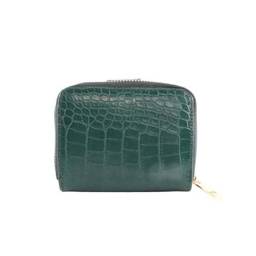 Green Crocodile Pu Coin Purse With Metal Zipper Pocket, Card Holders & Snap Closure (3)