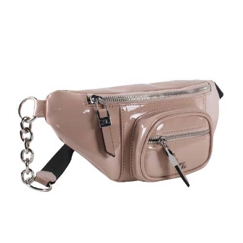 Light Pink Tpu Fanny Pack With 3 Zipper Pockets And A Small Peice Of Silver Chain Decoration (2)