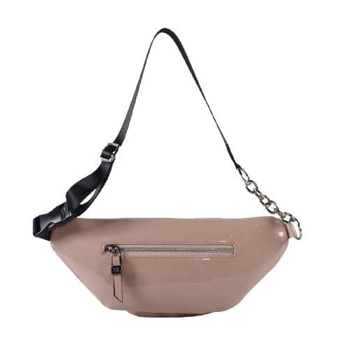 Light Pink Tpu Fanny Pack With 3 Zipper Pockets And A Small Peice Of Silver Chain Decoration (3)