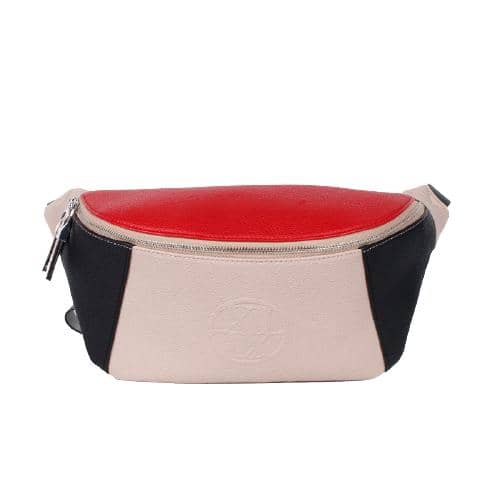 Multi Color Splicing Pu Waist Bag With 1 Zipper Pocket And A Decoration Of Round Blind Embossed Logo In Front Panel (4)
