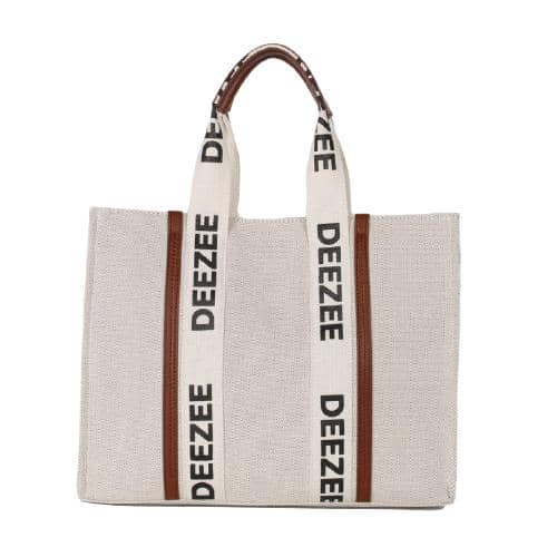 Off White Canvas Large Capacity Hand Bag With Customized Logo Webbing Handle (5)
