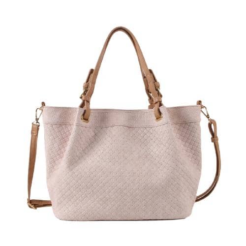 Off White Textured Canvas Hand Bag With A Decorative Pu Tassel In Front Panel And A Short Pu Handle With Meatal Pin Buckle And A Long Detachable Pu Strap (3)