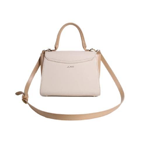 Off White & Yellow Contrast Color Pu Hand Bag With Number 8 Shape Hardware Decorated On The Flap With Magnet Button & Slip Pocket In The Front Panel And A Long Removable Pu Strap (3)