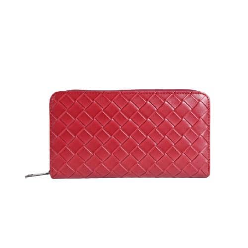 Red Deboss Textured Pu Wallet With Single Metal Zipper (1)