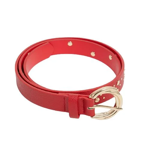 Solid Color Pu Spiral Pin Buckle Belt With Studs Decoration (1)