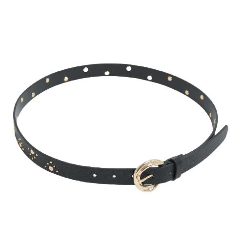 Solid Color Pu Spiral Pin Buckle Belt With Studs Decoration (3)