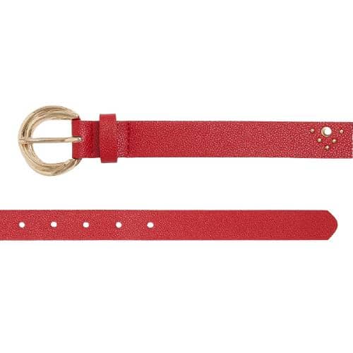 Solid Color Pu Spiral Pin Buckle Belt With Studs Decoration (4)