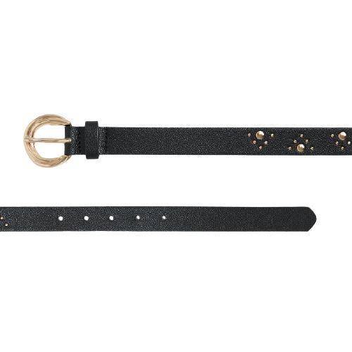 Solid Color Pu Spiral Pin Buckle Belt With Studs Decoration (6)