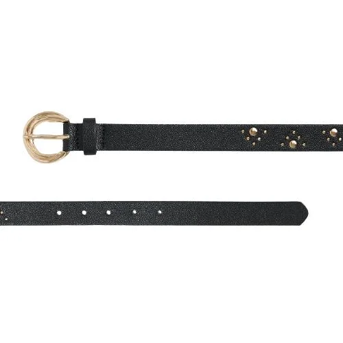 Solid Color Pu Spiral Pin Buckle Belt With Studs Decoration (6)