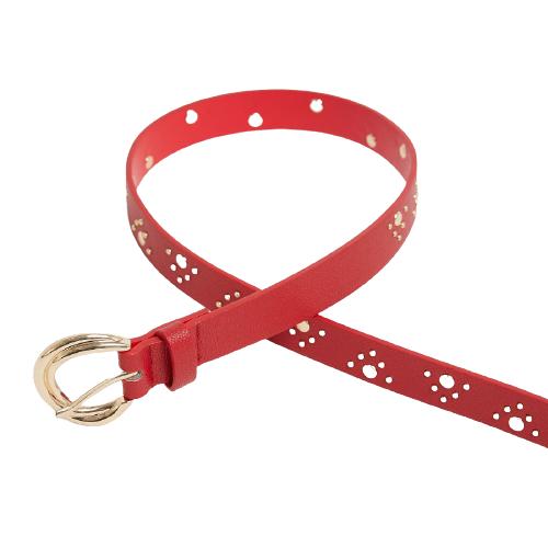 Solid Color Pu Spiral Pin Buckle Belt With Studs Decoration (7)