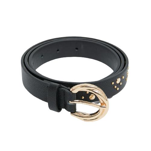 Solid Color Pu Spiral Pin Buckle Belt With Studs Decoration (8)