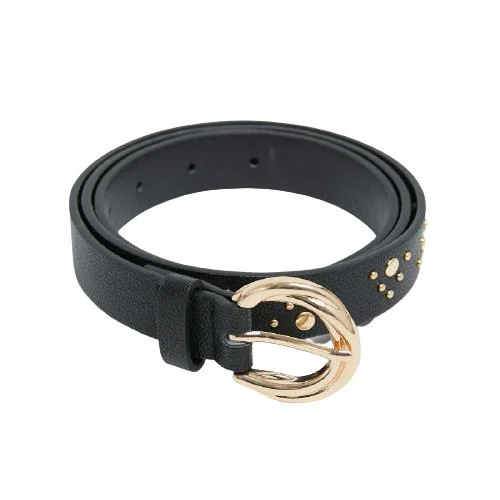 Solid Color Pu Spiral Pin Buckle Belt With Studs Decoration (8)