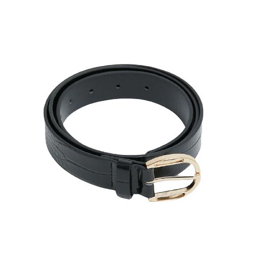 Solid Color Crocodile Belt With Metal Pin Buckle (1)