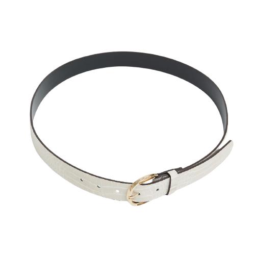 Solid Color Crocodile Belt With Metal Pin Buckle (3)