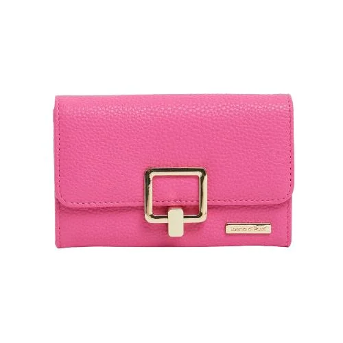 Solid Color Grain Pu Wallet With Light Gold Securing Hasp On Flap (1)