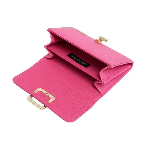 Solid Color Grain Pu Wallet With Light Gold Securing Hasp On Flap (5)