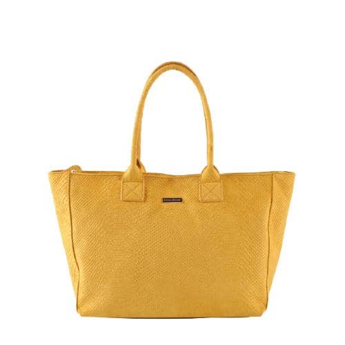 Solid Fantasy Suede Tote With Snake Skin Texture & Zipper Opening (1)