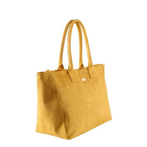 Solid Fantasy Suede Tote With Snake Skin Texture & Zipper Opening (2)