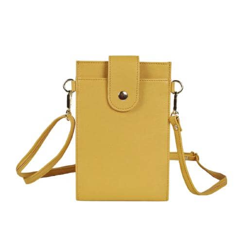 Yellow Small Bag For Smart Phone With Zipper Pocket & Card Holders (1)
