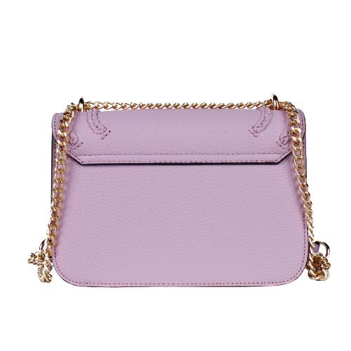Light Purple Grain Pu Crossbody Bag With Metal Bridge & Chain Shoulder Strap (3)
