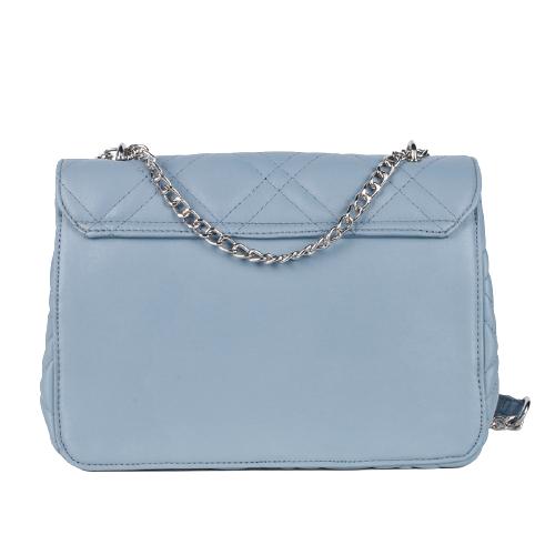 Water Blue Diamond Quilting Crossbody Bag With Oval Metal Turn Lock & Chain Shoulder Strap (3)